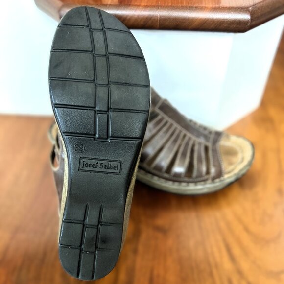 Josef Seibel Women's Brown Leather Slip-On Sandals- EURO Size 39 - Picture 3 of 7